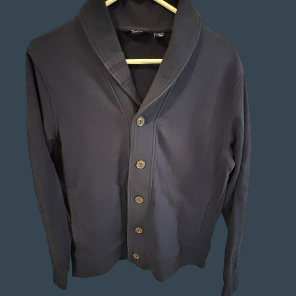 Lands End Men's Navy Blue Button-Up Cardigan Sweater W/Shawl Collar - S - Picture 7 of 7